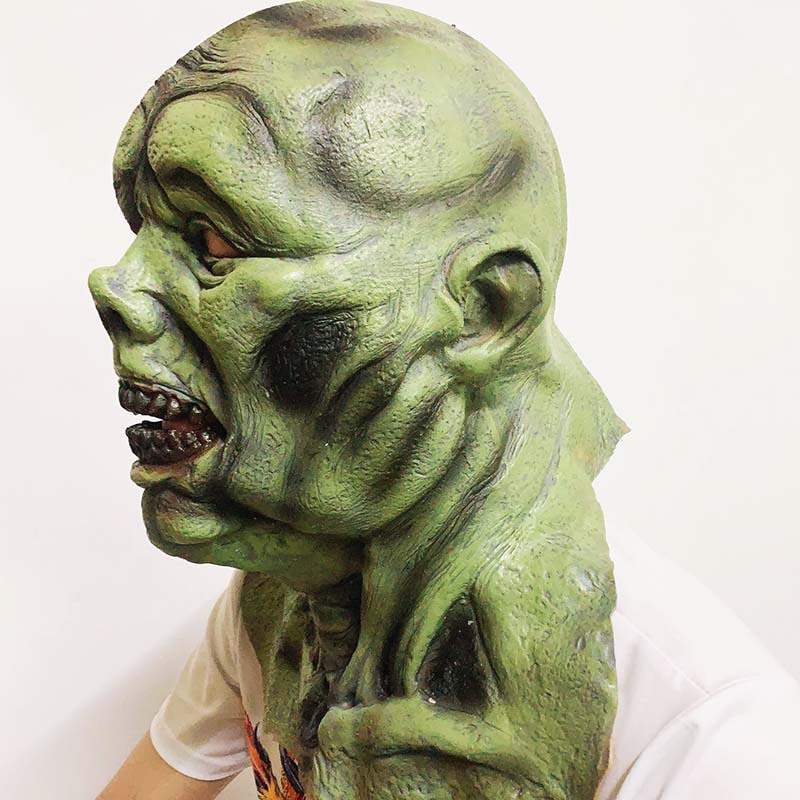 万圣节装扮道具环保乳胶面具绿面鬼头套酒吧角色扮演舞会化妆装饰