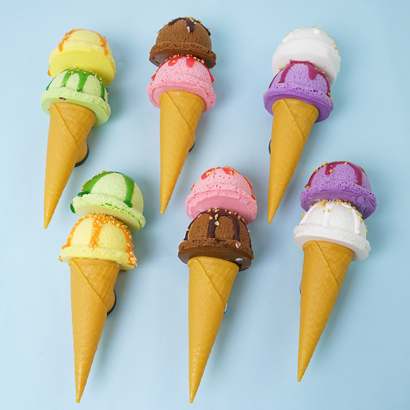 春夏秋冬新款冰淇淋球雪糕模型假冰淇淋慢回弹仿真双层冰淇淋模型