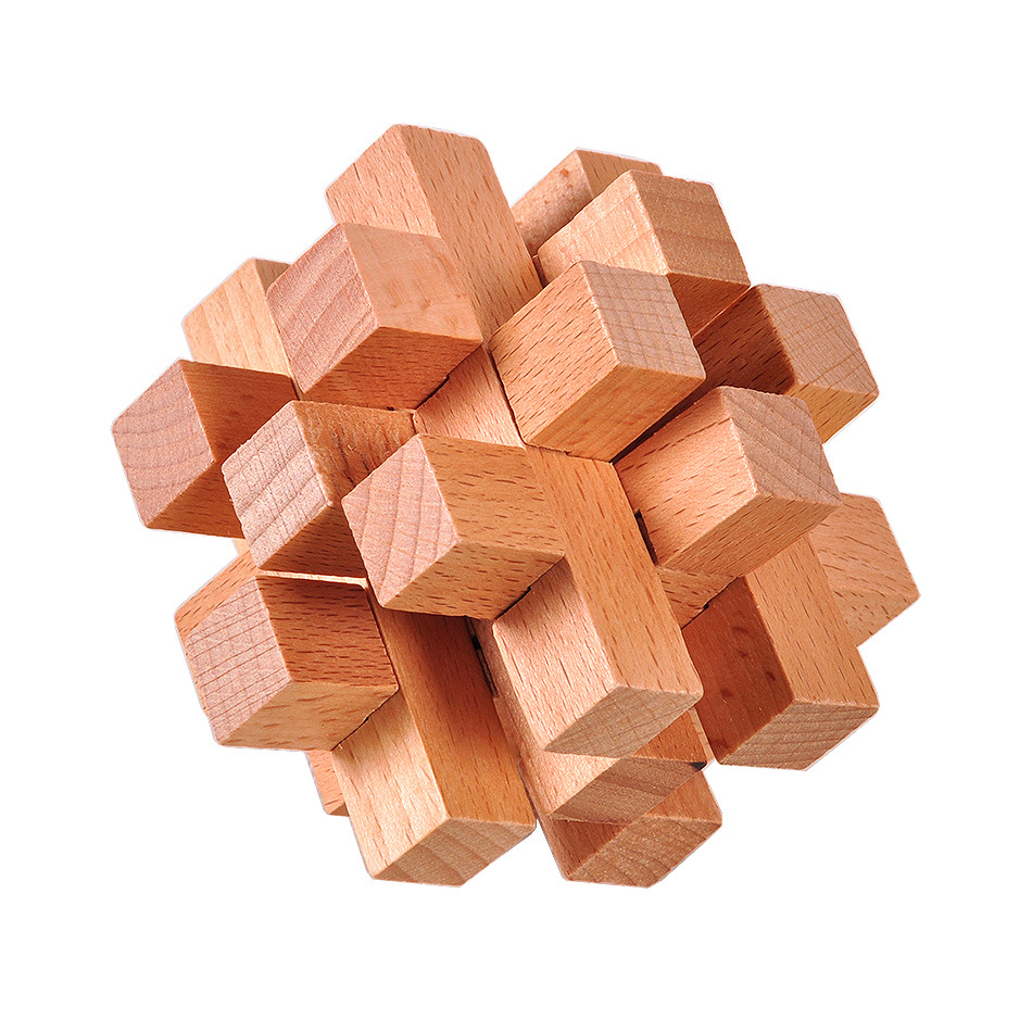 成人古典木制益智玩具孔明锁鲁班锁 解锁 十四根锁 十四方锁 榉木