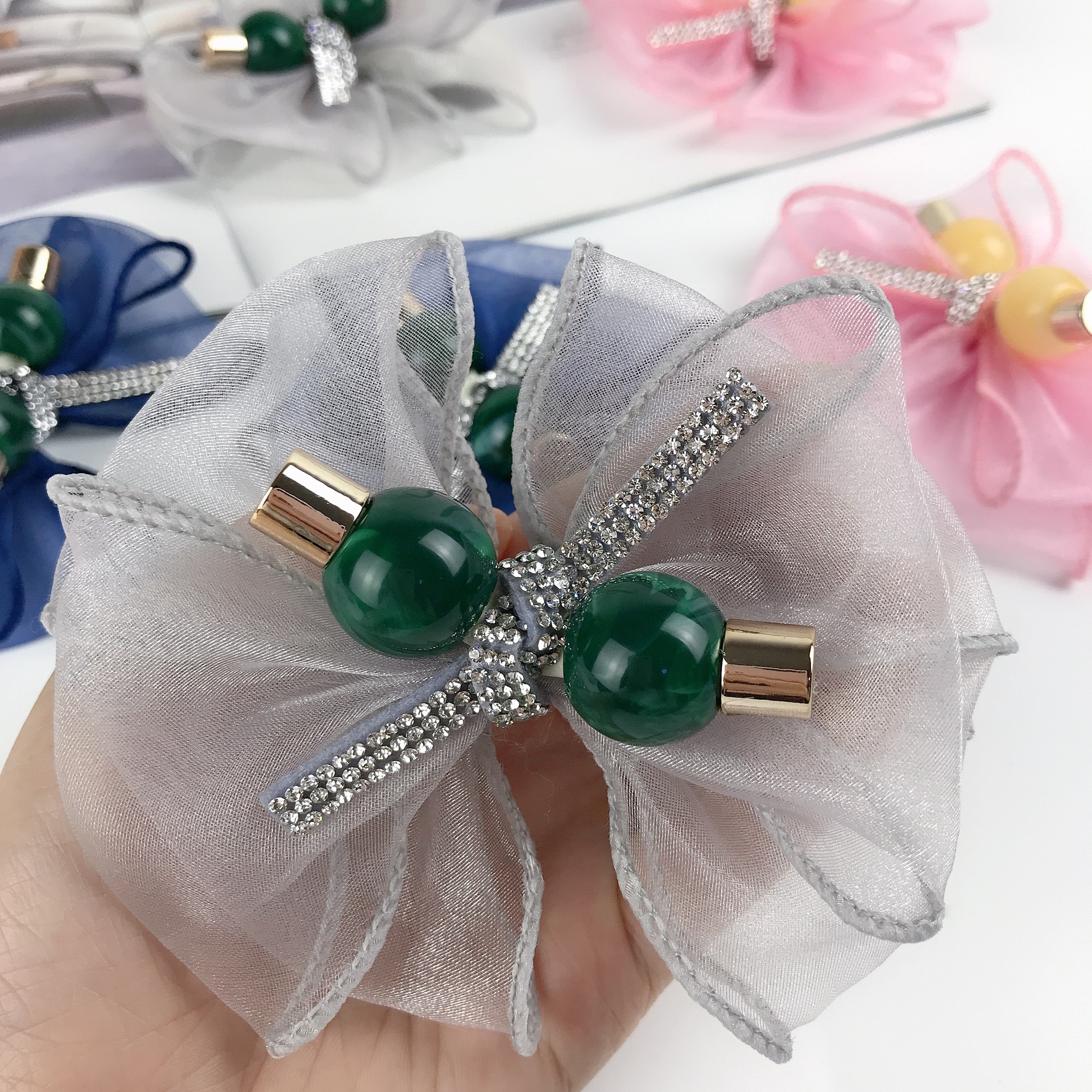 新款日系花朵网纱蝴蝶结鞋花 手工diy发饰饰品配件鞋辅料厂家直销