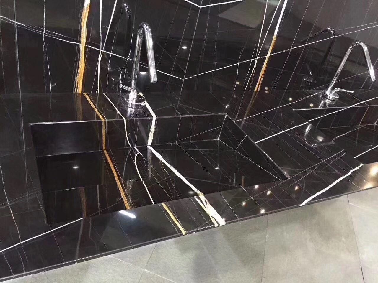 厂家直销黑色大理石劳伦黑金吧台石线洗手台定做别墅工程加工定制