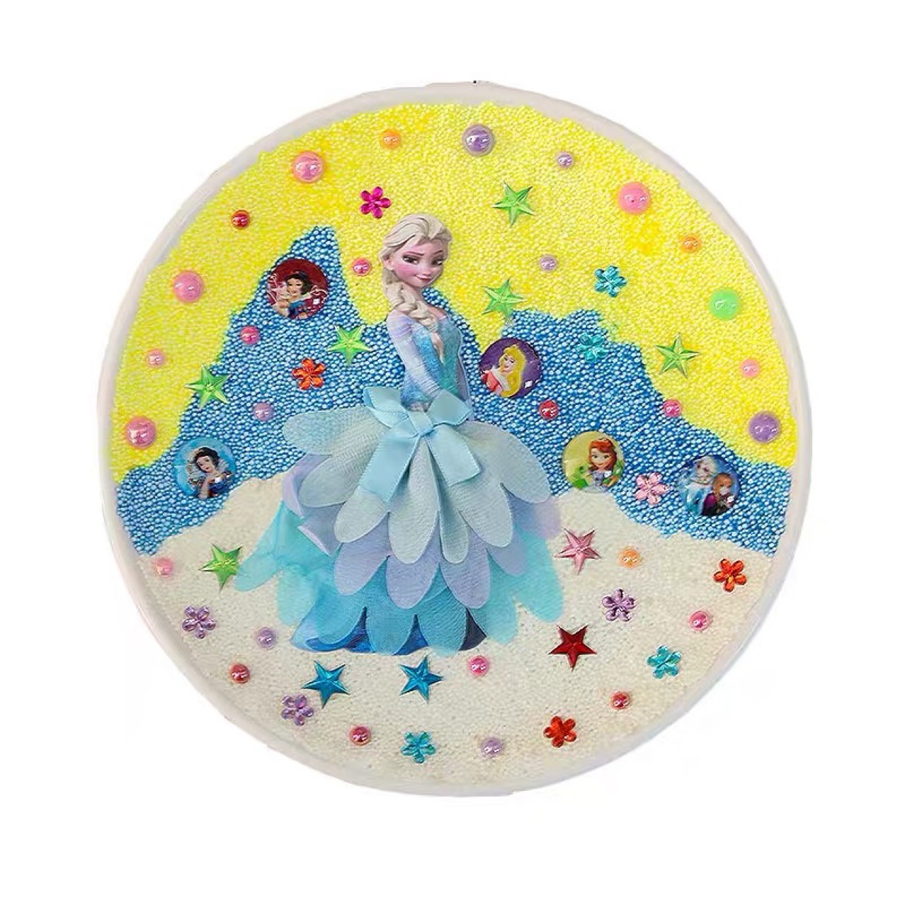 圆盘珍珠泥画 手工幼儿园diy创意摆件 儿童黏贴材料包制作 带支架