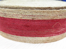 麻织带、渔麻织带、黄麻织带、麻带、黄麻线  红色条纹麻织带