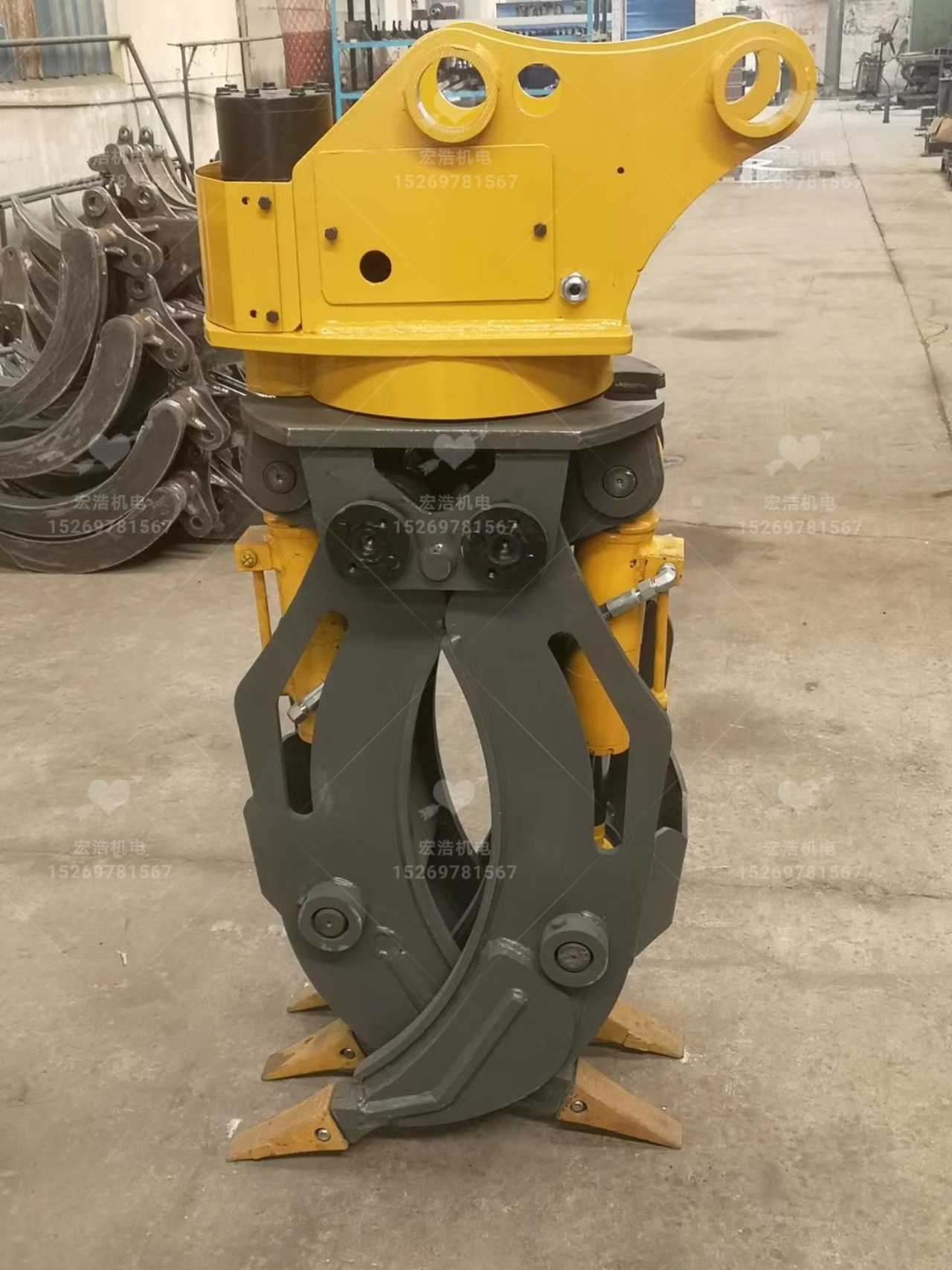 挖掘机液压抓木器夹木器 360度旋转抓木机2 3五齿手柄电控夹木机
