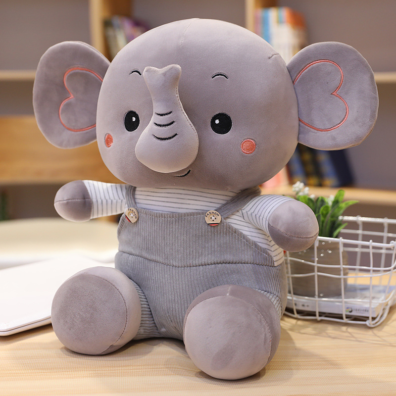 New Creative Cute down Cotton Strap Baby Elephant Doll Plush Toys Pacify Long Nose Elephant Prize Claw Doll Wholesale