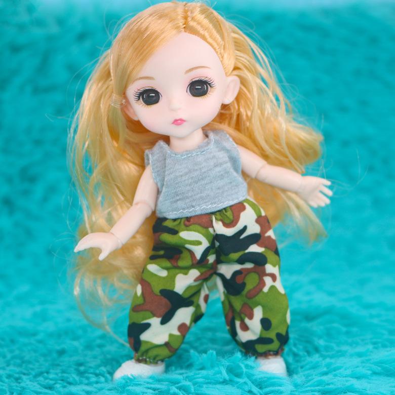 新款16-17厘米bjd8分小娃娃ob11时尚迷彩换装衣服女孩过家家玩具