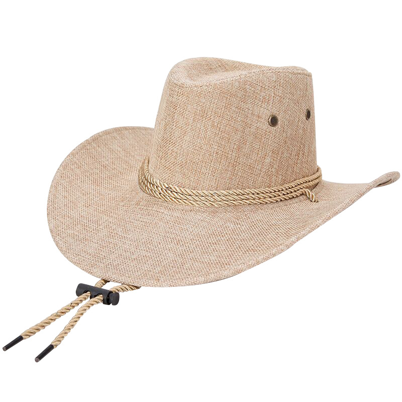 Spring and Summer Big Brim Men's Hat Linen Sun Hat Western Cowboy Hat Frosted Sun Hat Beach Hat