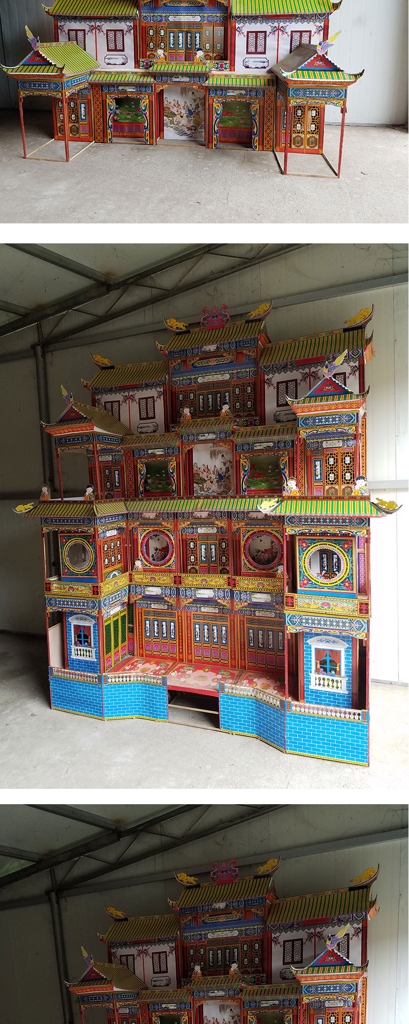 批发殡葬祭祀纸扎冥屋纸房子竹架灵屋折叠别墅纸活楼房230c望云楼