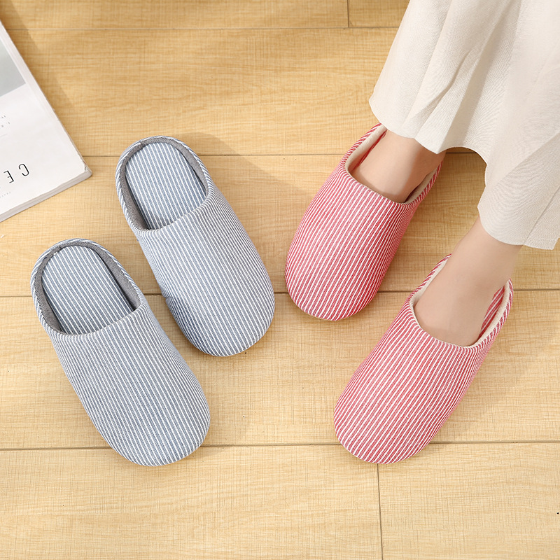 Machine Washable Soft Bottom Japanese Home Wooden Floor Silent Indoor Slippers Spring and Summer Men and Women Cotton Slippers Home