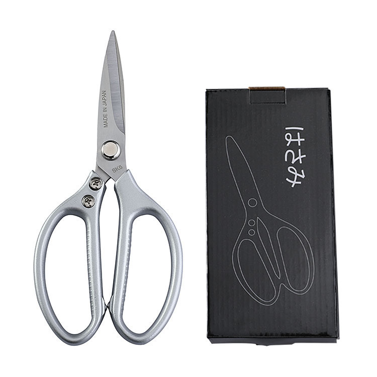 Japanese-Style Strong Aluminum Handle Scissors Japanese Sk5 Scissors Stainless Steel Kitchen Scissors Multi-Functional Kitchen Food Chicken Bone Scissors