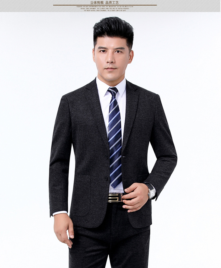 专柜正品羊毛料西服套装男士纯色商务正装职业装领导结婚西装外套