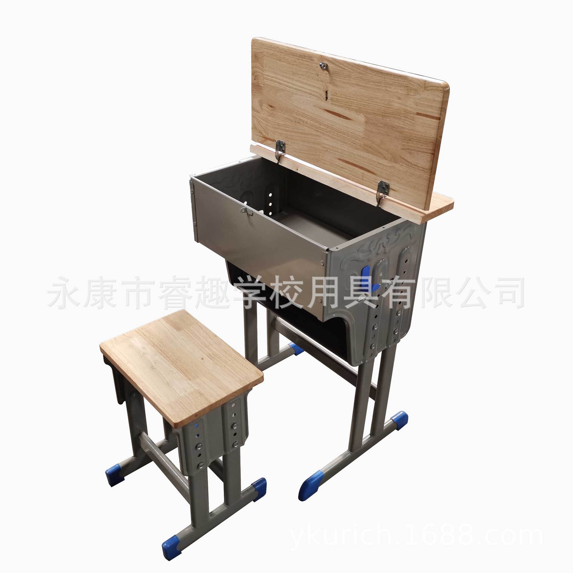 厂家批发抽屉翻盖课桌椅 儿童学习桌椅实木书桌