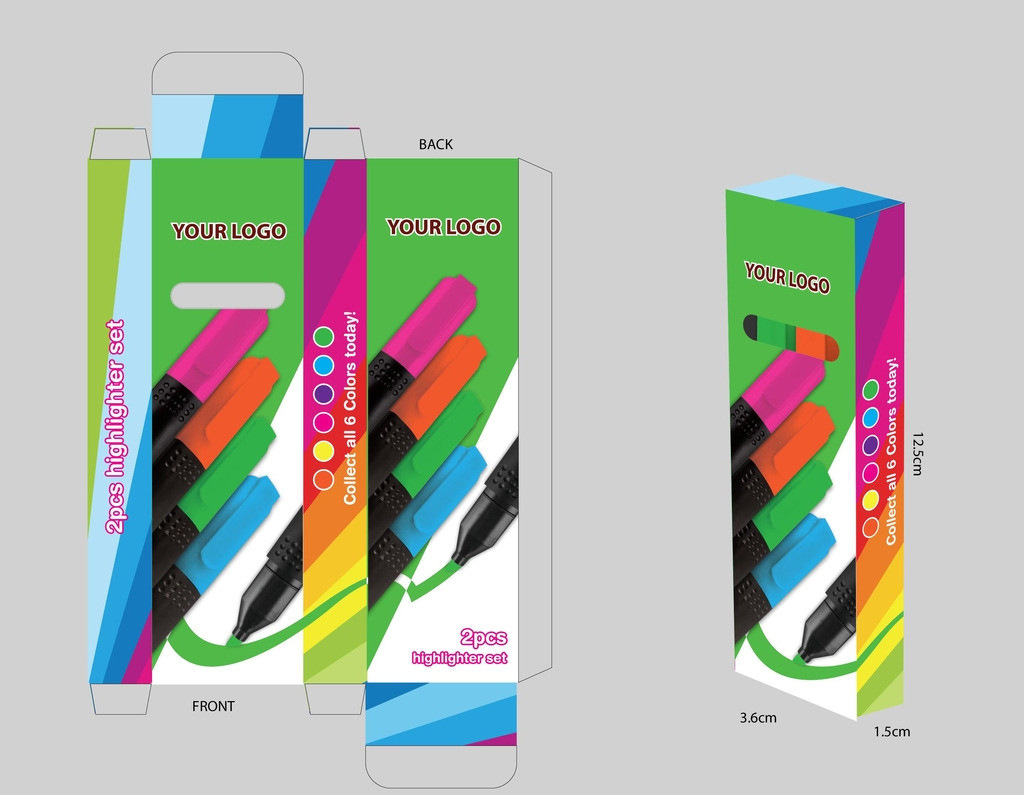 厂家定制彩色铅笔纸盒蜡笔无碳粉笔彩盒水彩笔包装盒文具用品彩盒