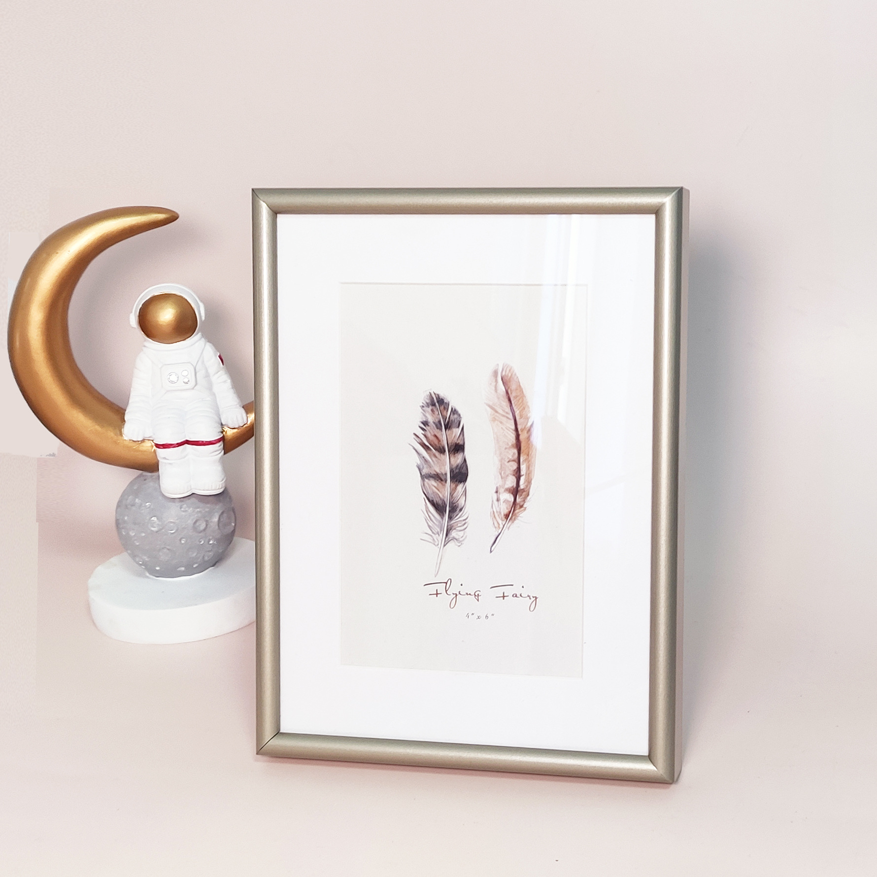 ins新款6寸7寸8寸香槟灰金属铝合金相框卡纸相框摆台北欧简约大气