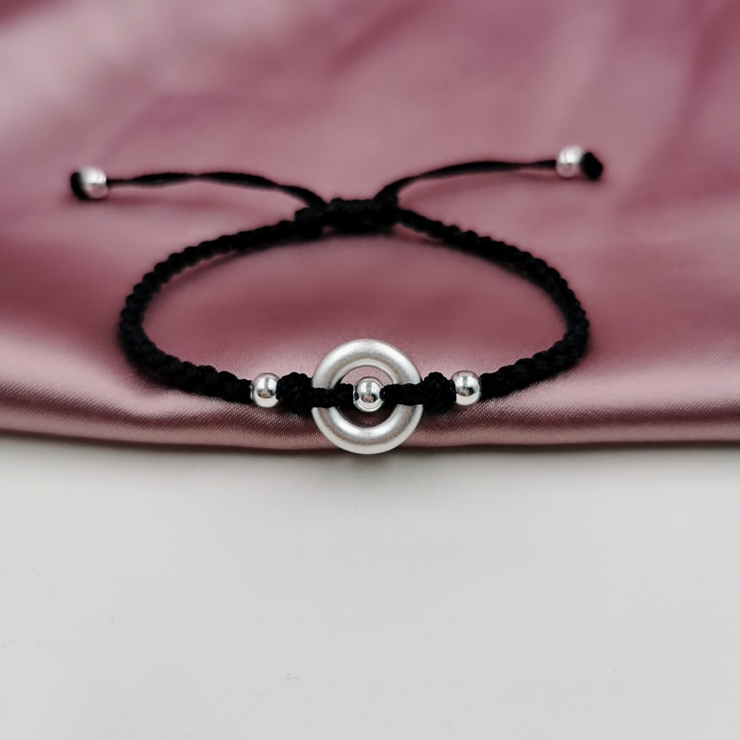 999纯银平安扣转运珠手工编织红绳手链情侣闺蜜女生礼物一件代发