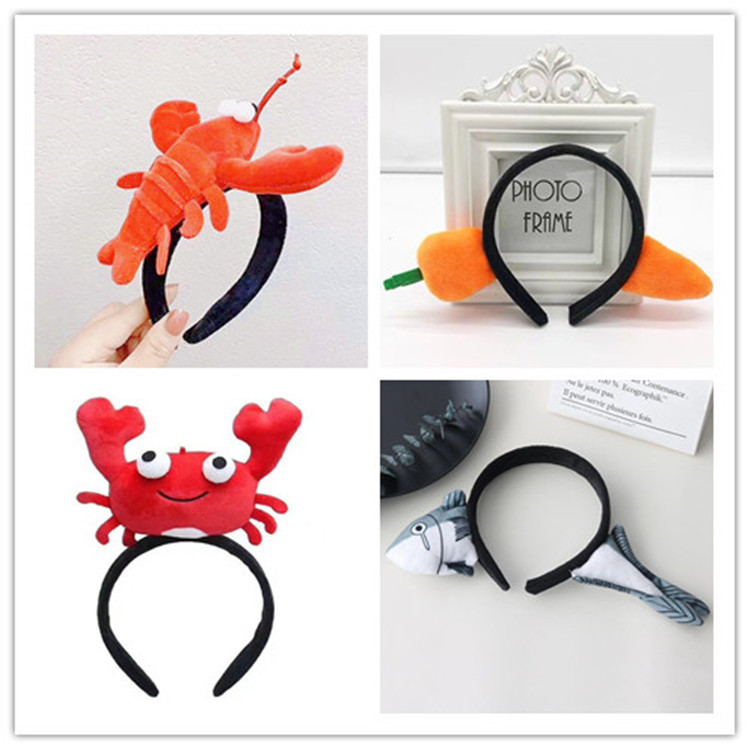 Online Influencer Cute Crayfish Headband Funny Shark TikTok Same Headband Wearing Head Salted Fish Q Version Cartoon Headwear