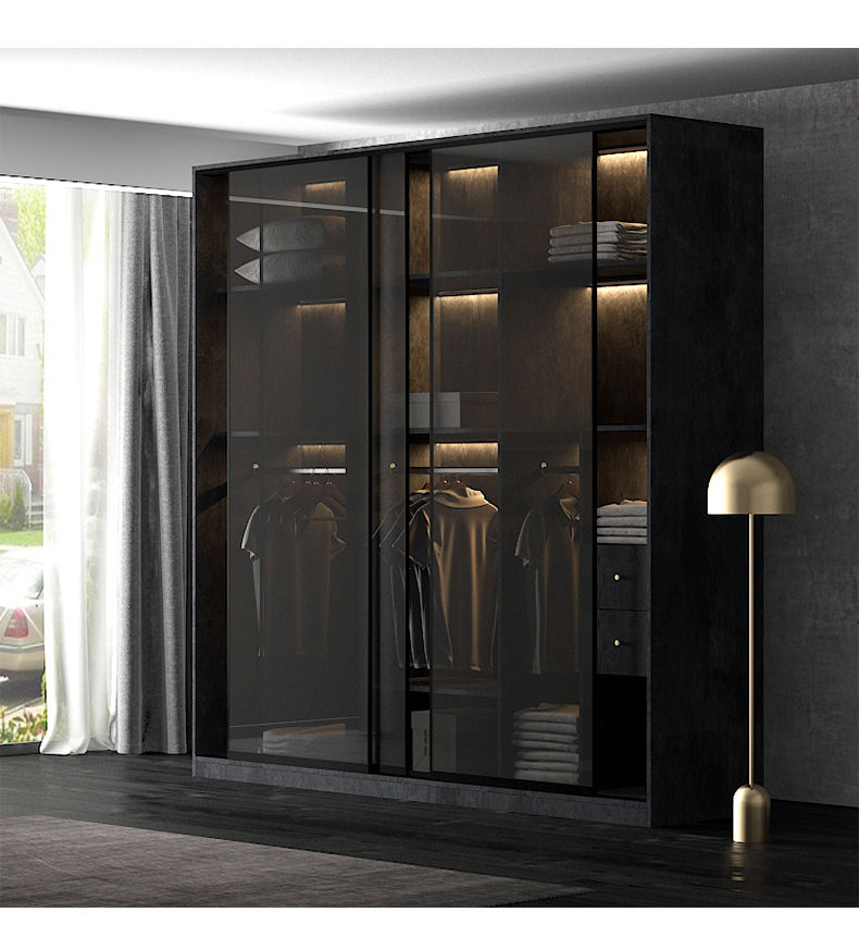 轻奢极简玻璃门家具定制衣柜推拉门滑门卧室整体衣橱定制全屋定制