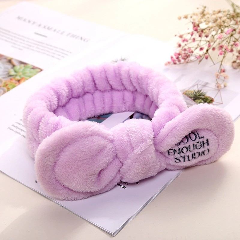 Cross-Border Letters Headband Hair Accessories Cute Korean Plush Bow Hair Band Girls Makeup and Face Wash Hair Band