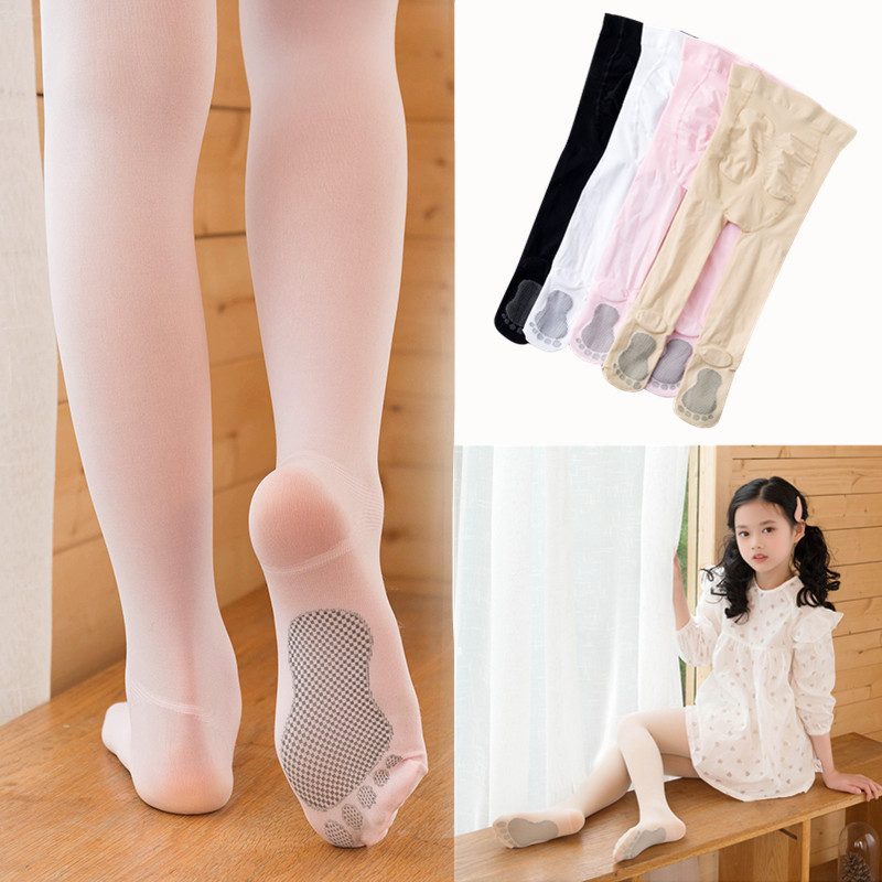 防臭肉色儿童丝袜女童薄款连裤袜防勾丝按摩脚底防滑底功能舞蹈袜