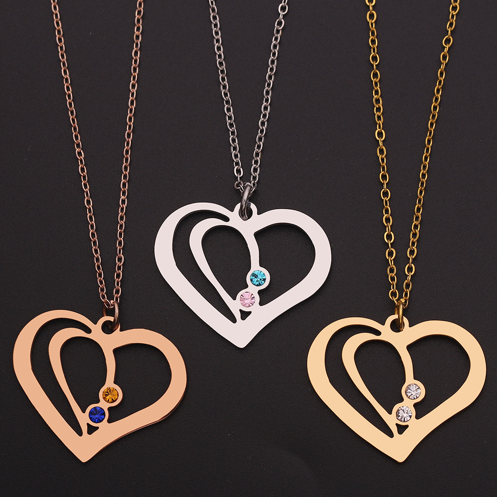 私人定制 创意不锈钢激光刻字心形项链 个性情侣名字定制项链批发