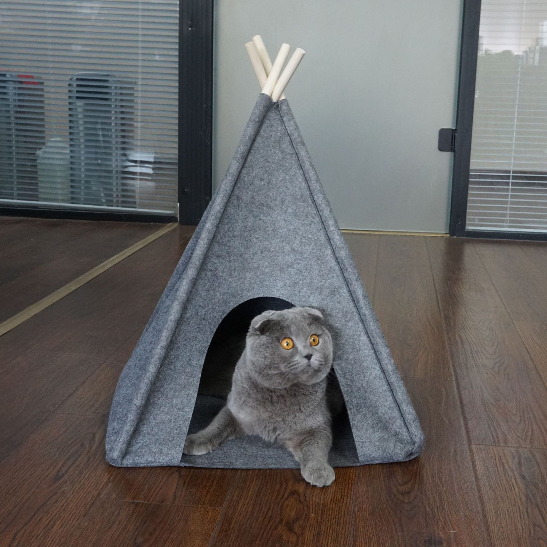 新品毛毡猫帐篷 时尚宠物帐篷 封闭式四季猫帐篷猫窝 可印刷