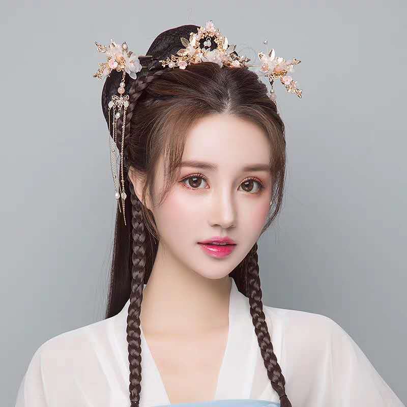 20汉服头饰发簪超仙流苏古装套装网红古典步摇配饰女古风发冠对簪