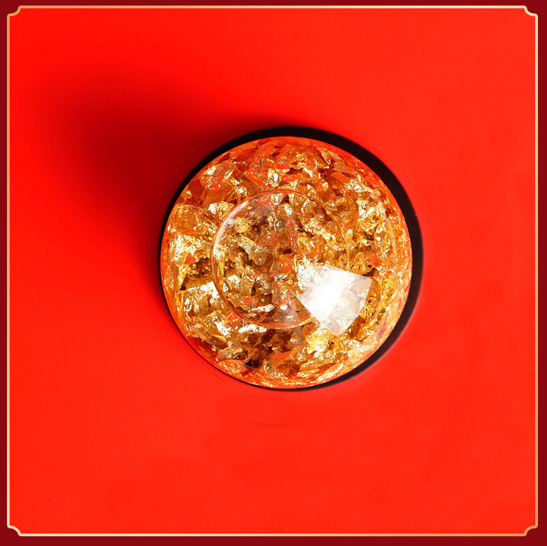 水晶金箔风水球摆件风生水起时来运转招财创意家居乔迁新年伴手礼