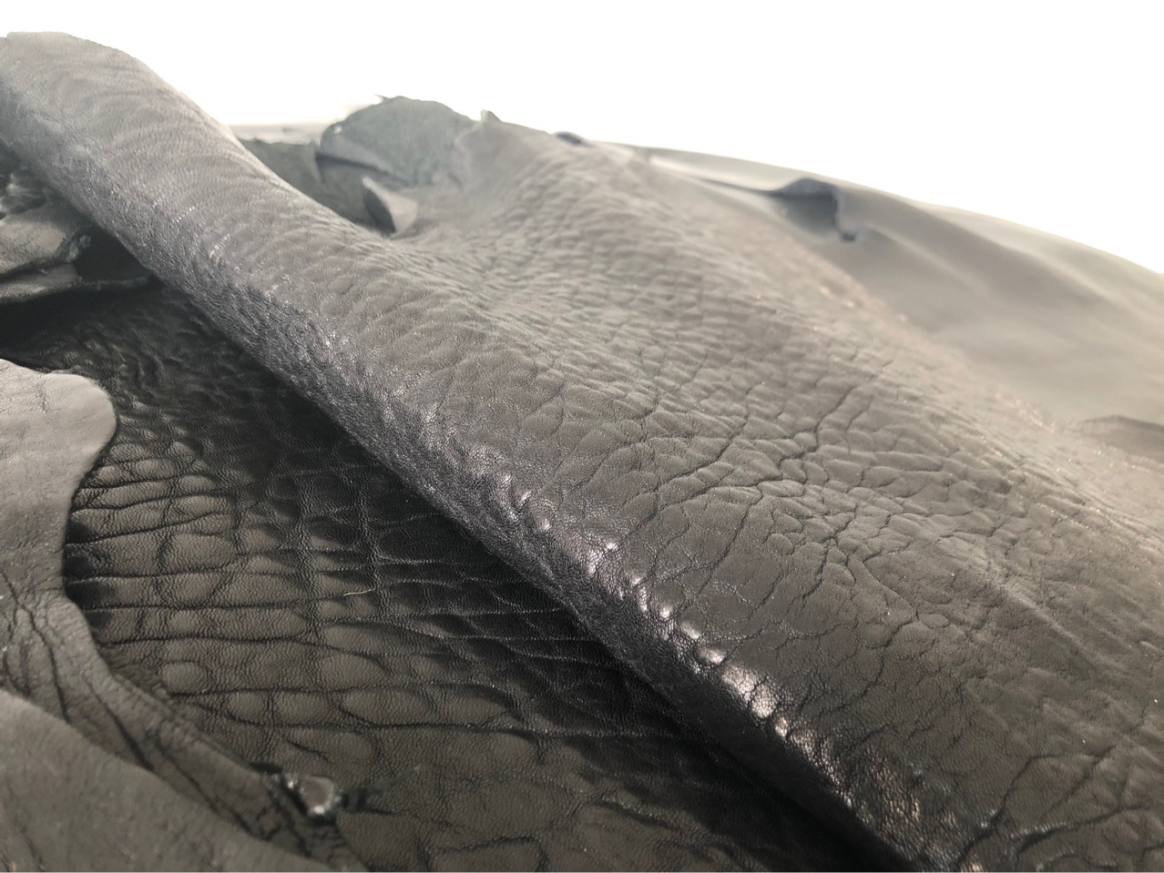 意大利进口羊皮 泡泡羊 黑/棕 1.2-1.4mm左右 diy手工真皮皮料