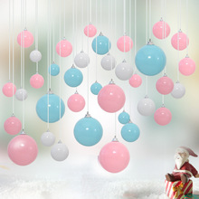 圣诞节装饰马卡龙球彩色球马卡龙塑料圣诞树装饰场景布置道具diy