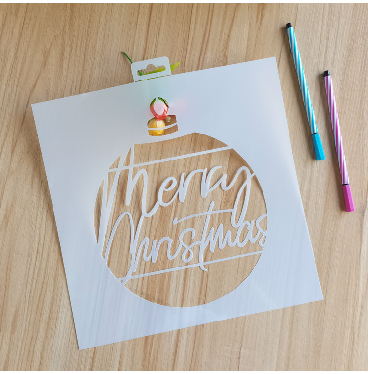 批发塑料儿童画画模板diy相册绘图模板镂空pet圣诞节模板