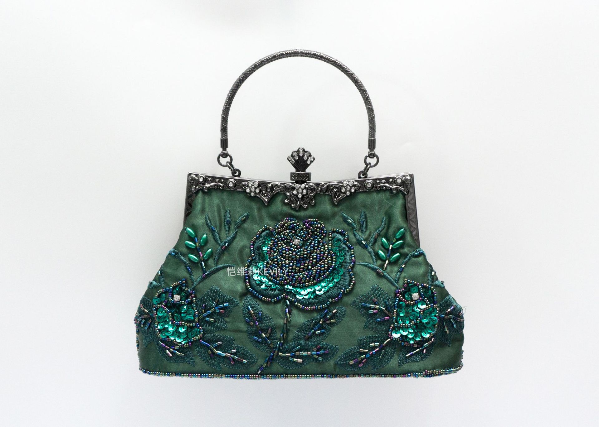 现货」恺维莉复古珠绣包手工绣花旗袍包跨境热款晚宴包刺绣手拎包
