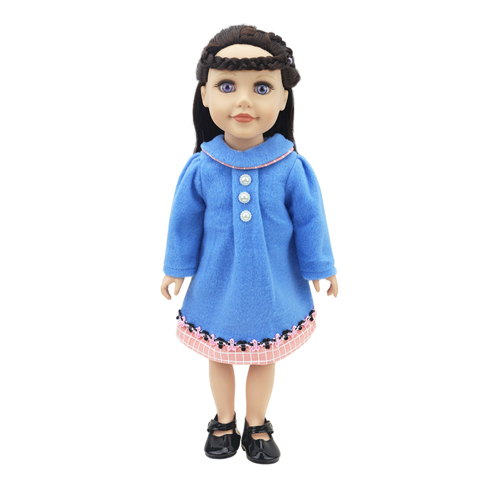 跨境货源美国女孩娃娃衣服 18寸公仔长袖妮子连衣裙美国娃娃配饰