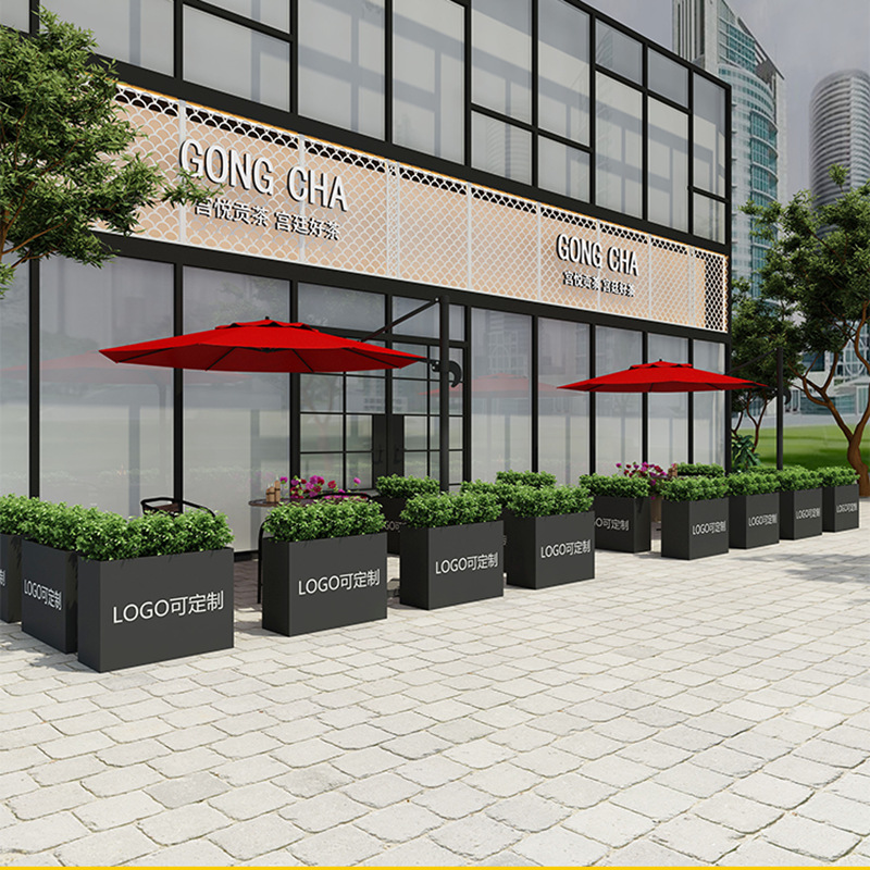 铁艺长方形花箱 户外花槽简约室外广场店铺装饰花坛外摆绿植花盆