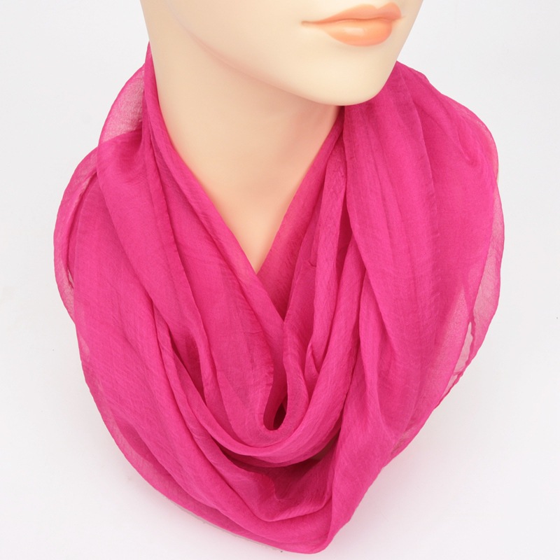 Autumn and Winter Chiffon Pullover Scarf Pure Color All-Matching Neck Scarf Mother Decorative Scarf Soft Lightweight Gauze Kerchief