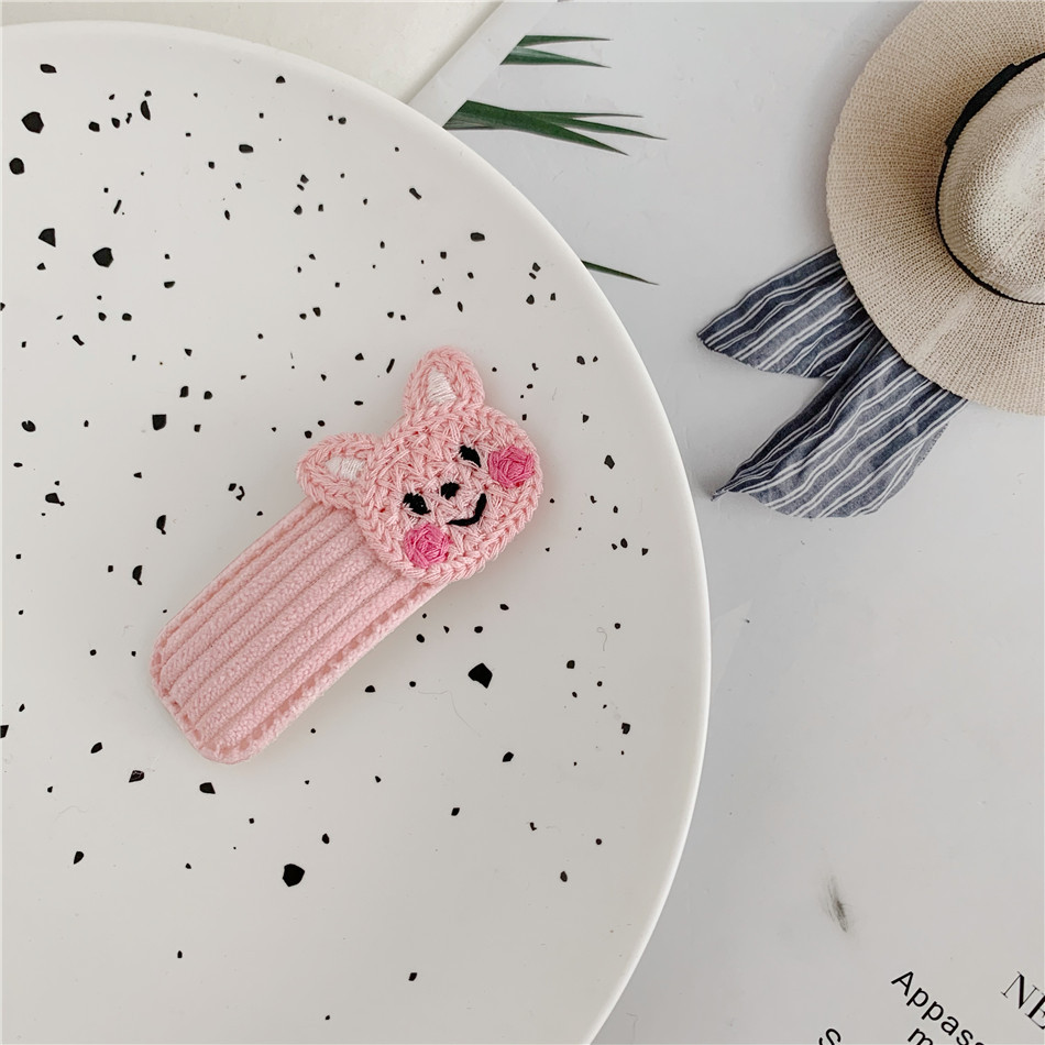 日系卡通可爱毛线针织发夹少女心小动物bb夹小熊毛线发夹夹子饰品