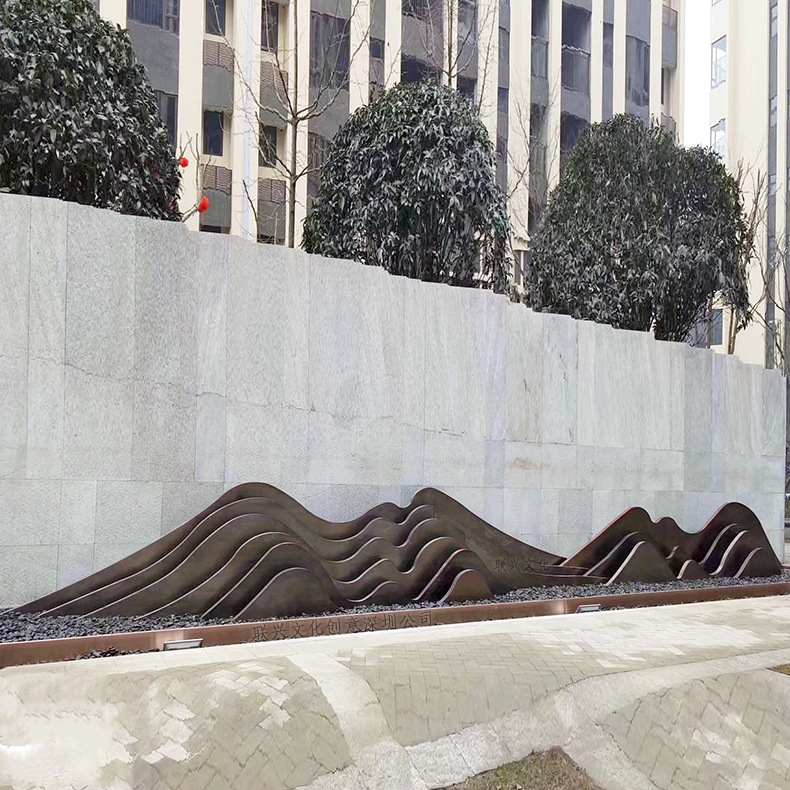 不锈钢锻造假山水景雕塑户外园林广场金属切片抽象景观装饰壁墙厂