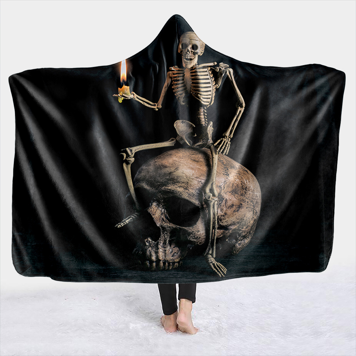 速卖通 亚马逊 eba 恶搞 骷髅 保暖 连帽毯 魔术披风 斗篷 羊羔绒