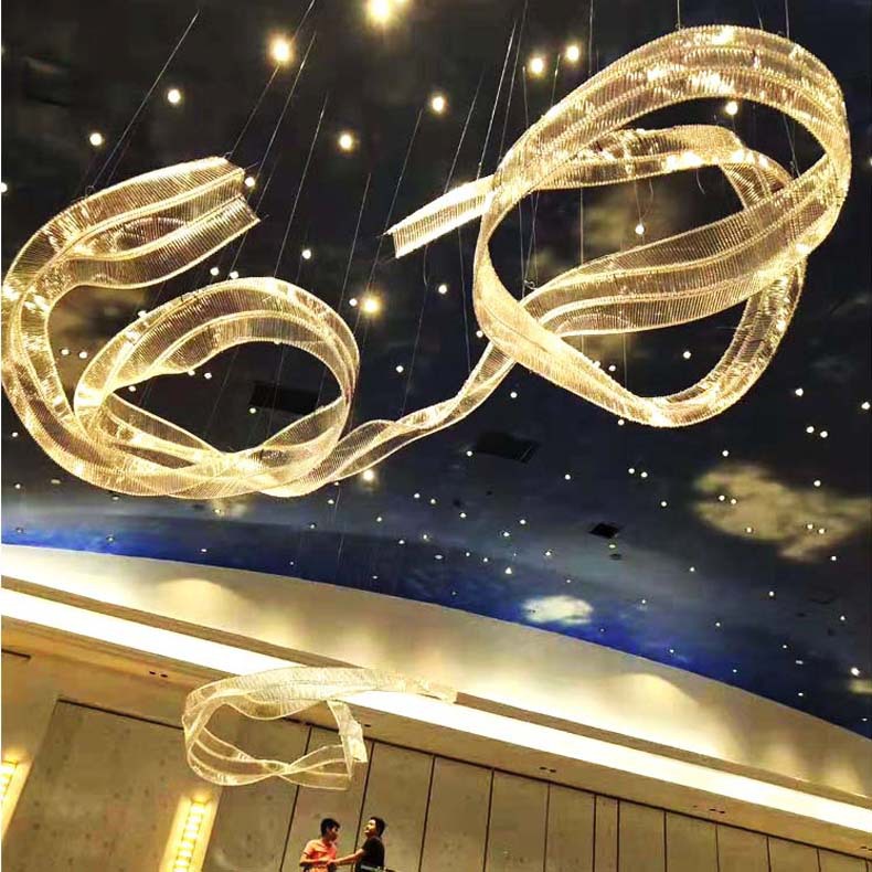 酒店大堂售楼部飘带吊灯轻奢创意装饰飘带非标工程批发飘带吊灯