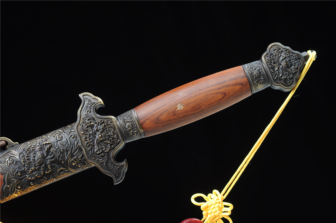 吉祥花纹钢牡丹宝剑传统手工锻制老厂直供长剑清剑硬剑未开刃