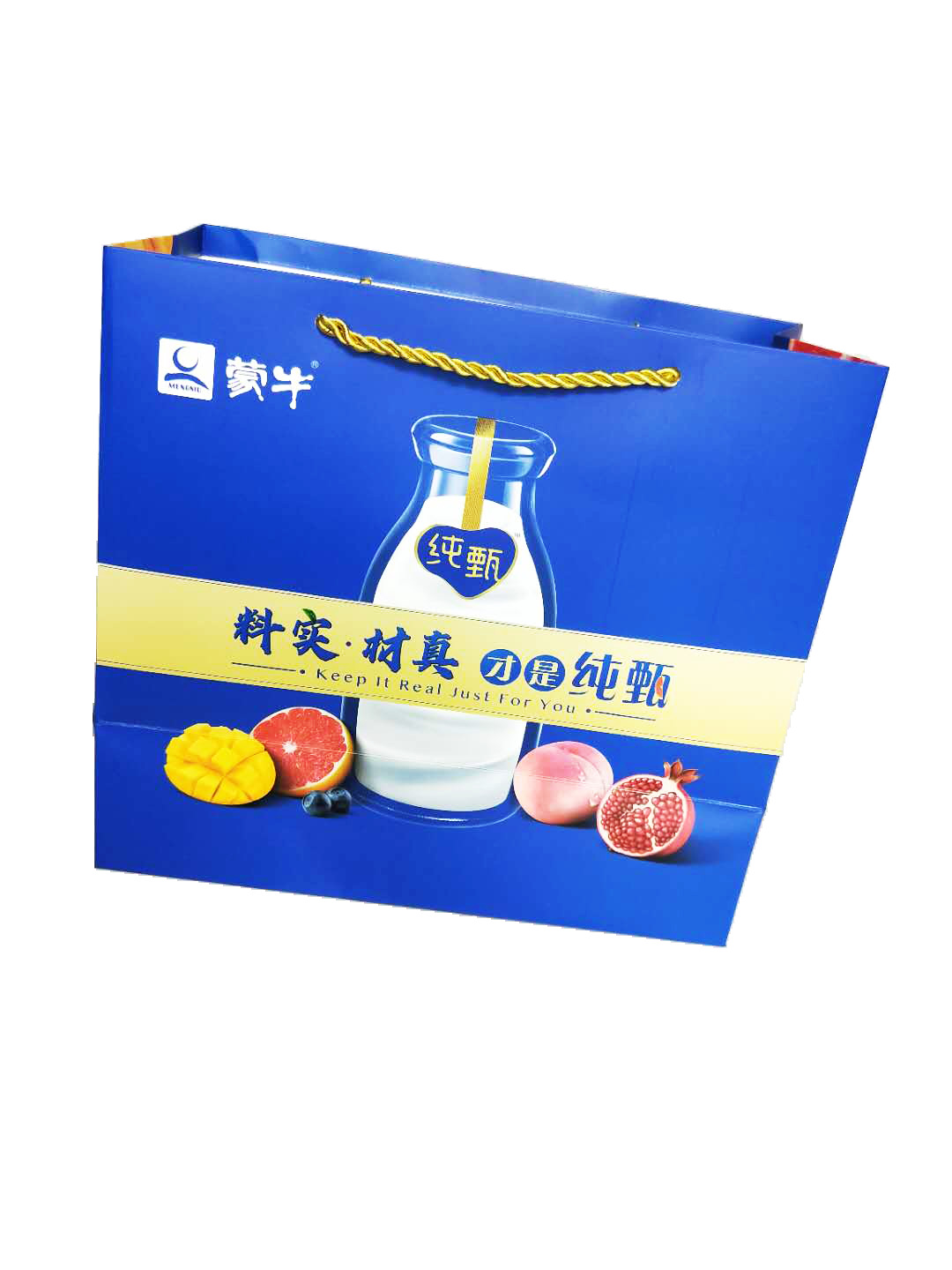 礼品袋蒙牛纯甄pet瓶手提袋一提装手提袋酸奶纸袋子外套包装袋厂
