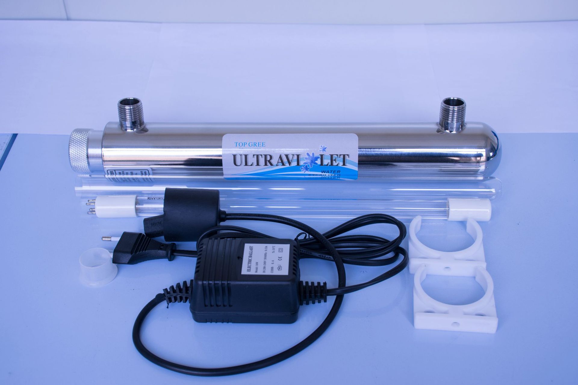 厂家批发16w4分uv灭菌器水处理售水机不锈钢过流式紫外线灯杀菌器