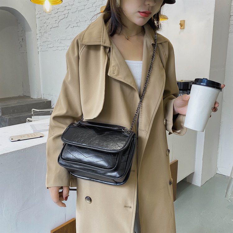 杨树林流浪包真皮质感女包2020新款niki链条女邮差包单肩斜挎包包
