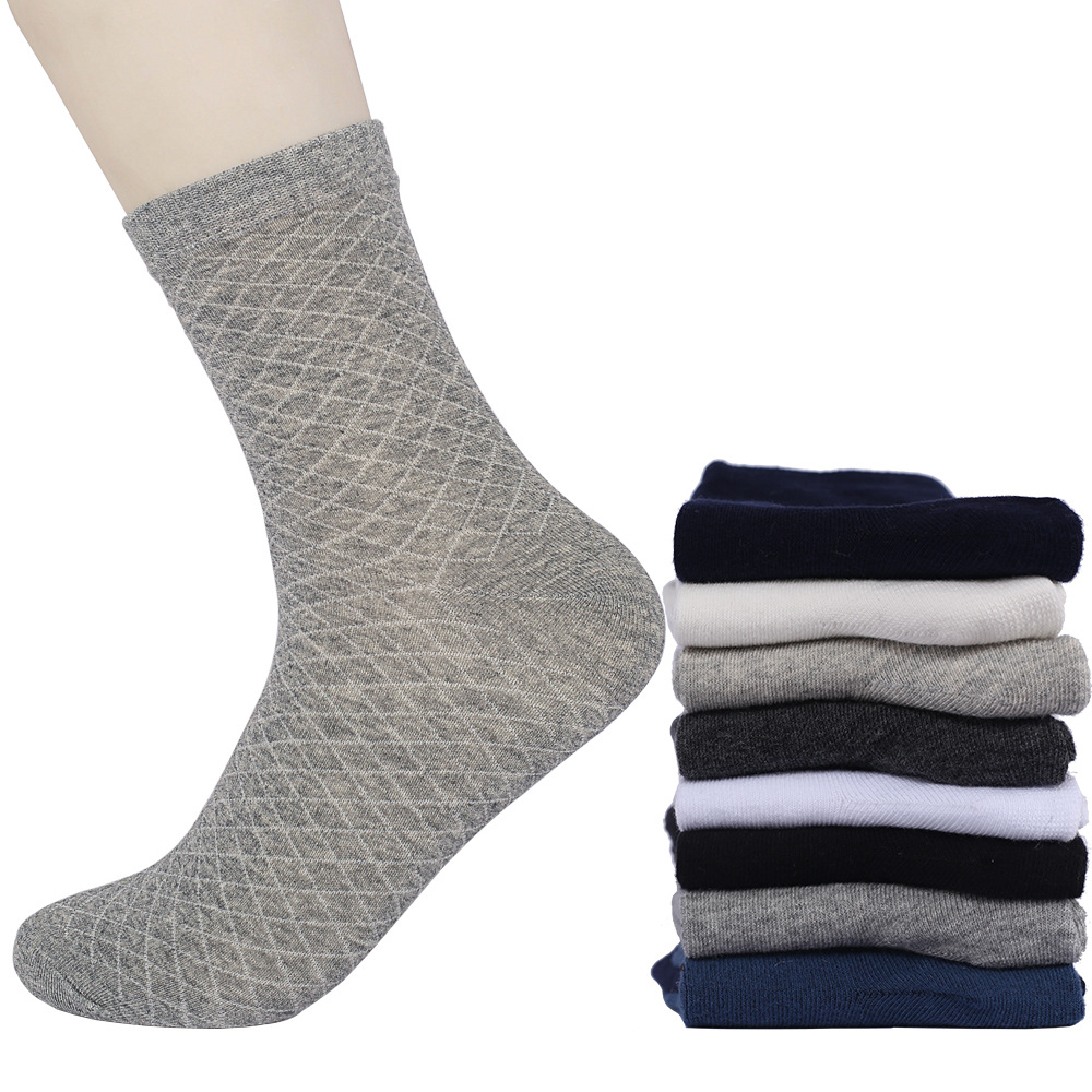 菱形网格袜子中筒长款男士袜夏季街头欧美中长筒长袜