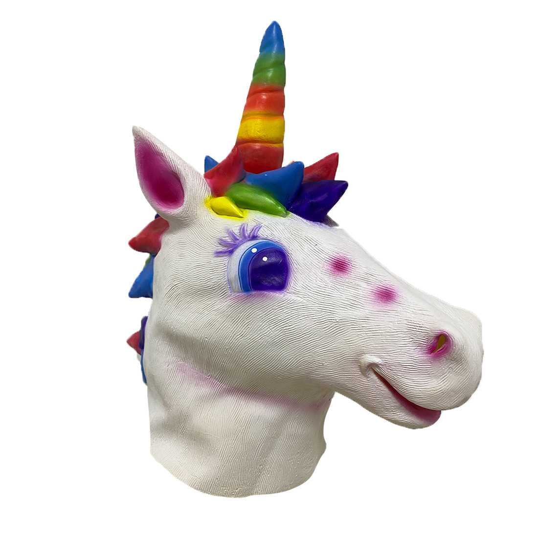 厂家直销 彩虹独角兽头套 万圣节马头 独马卡通 乳胶动物面具
