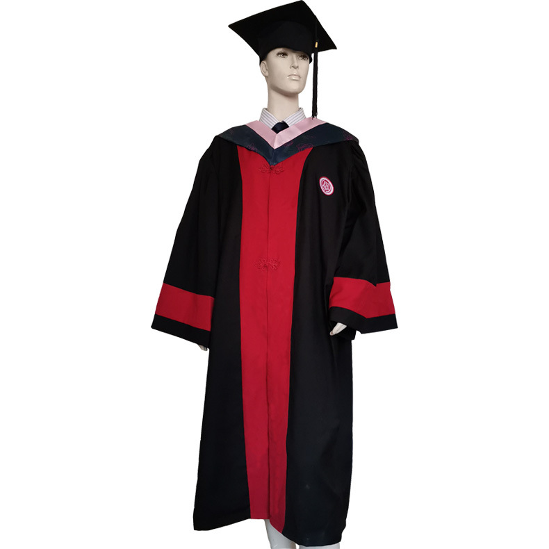 国际成人学位服 红黑大学学士服博士服 高校毕业典礼 毕业照礼服