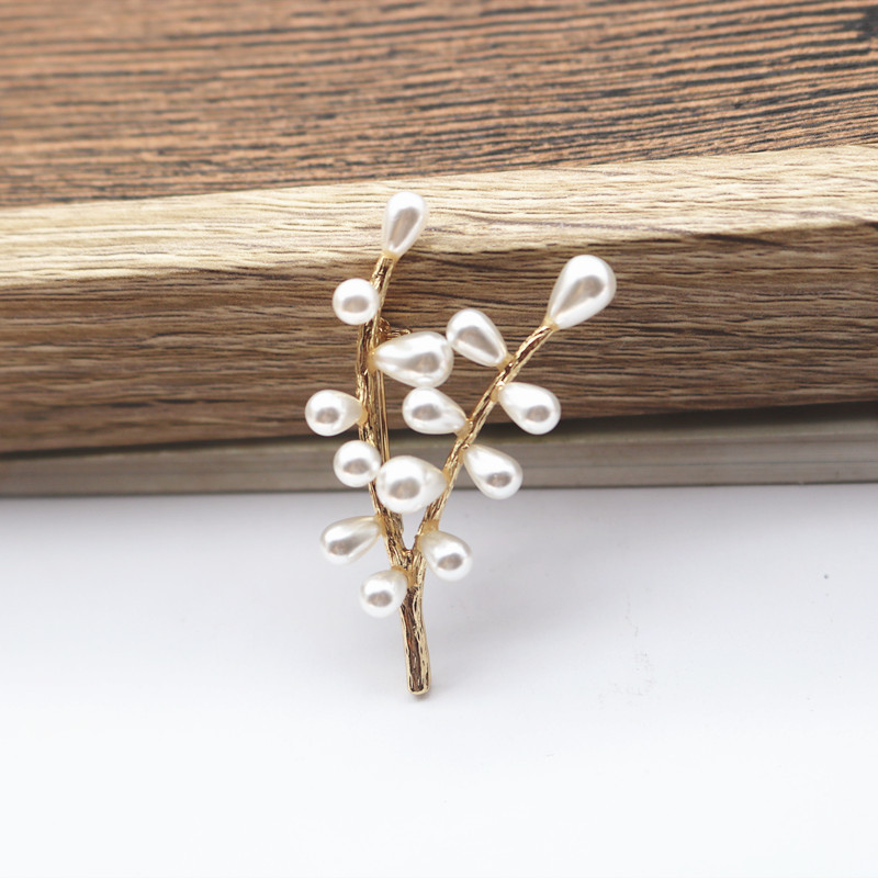 2020新树枝胸针女日韩简约镀金时尚珍珠别针外套开衫毛衣配饰胸花