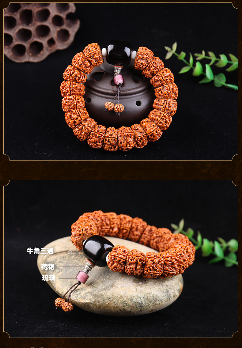 藏式精工尼泊尔金刚菩提扇面形切片金刚伏魔圈男士佛珠手串手圈