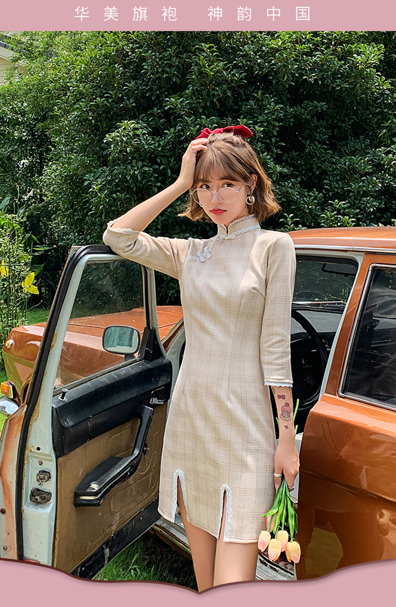 一件代发时尚新款鹿皮绒短款旗袍 可爱少女短款旗袍改良现代旗袍
