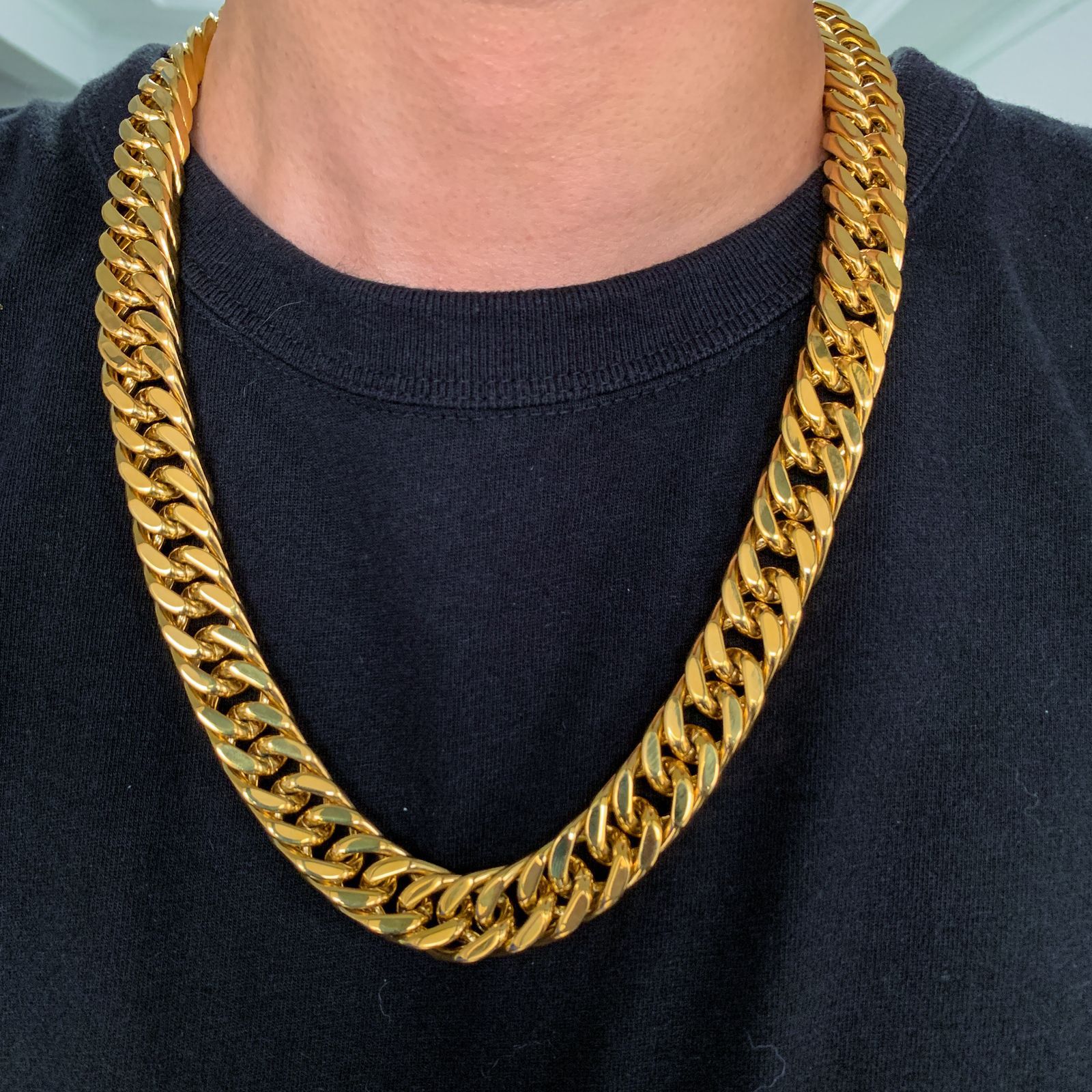 欧美不锈钢跨境嘻哈配饰饰品 男士大金链霸气夸张迈阿密古巴项链