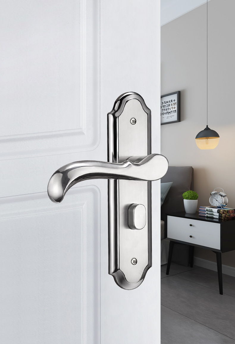 不锈钢卫生间门锁无钥匙室内卧室洗手间门把手浴室厕所通用型手柄